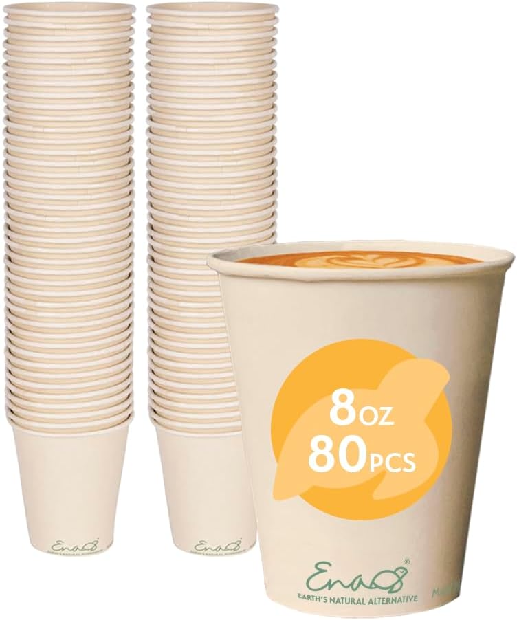 Ena's 8oz Compostable Bamboo Fiber Cups
