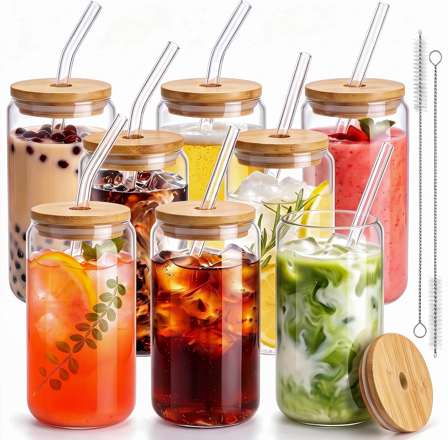 16oz Clear Glass Tumbler Set