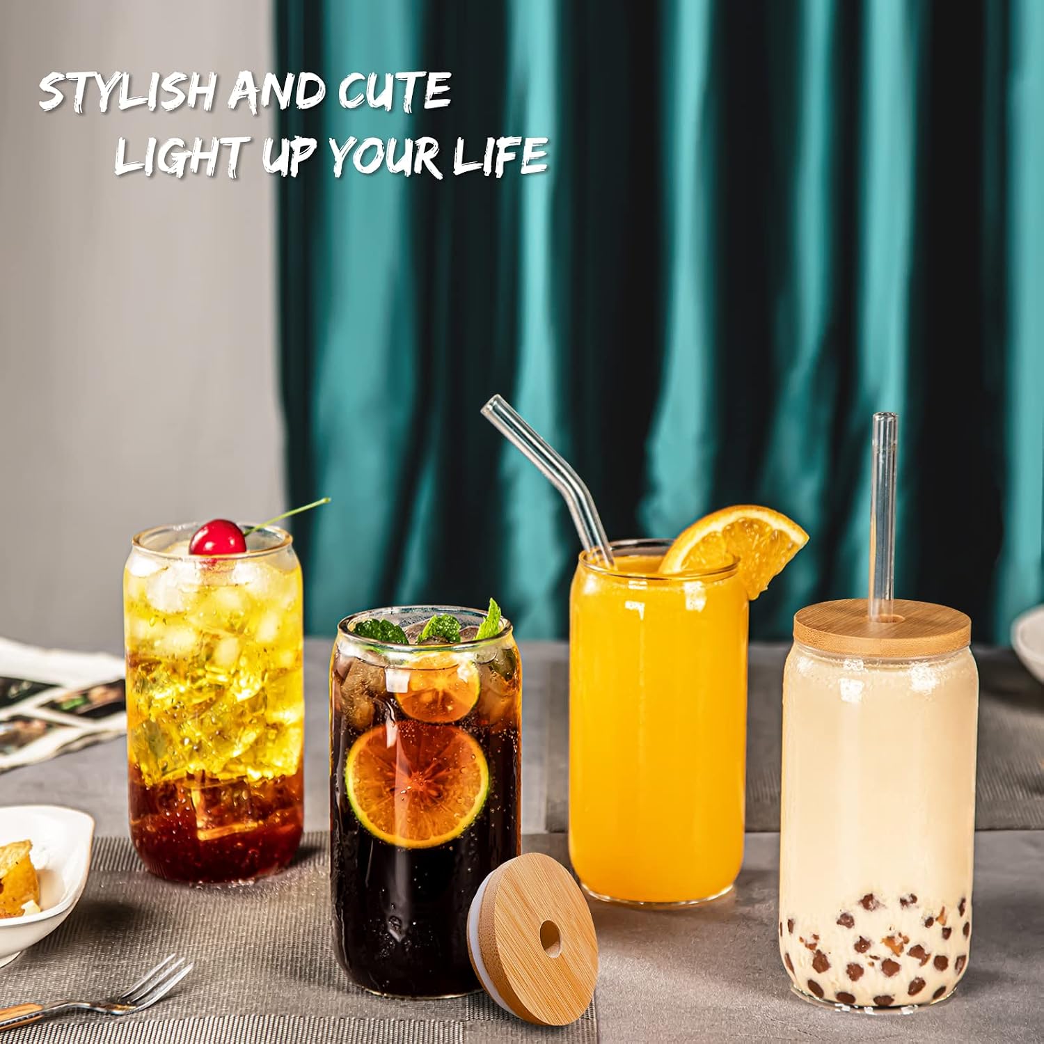 16oz Clear Glass Tumbler Set - Hình 2