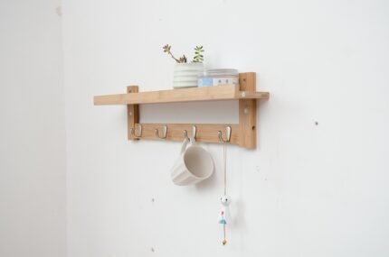 Wall-Mounted Wooden Coat Rack with Multiple Pegs